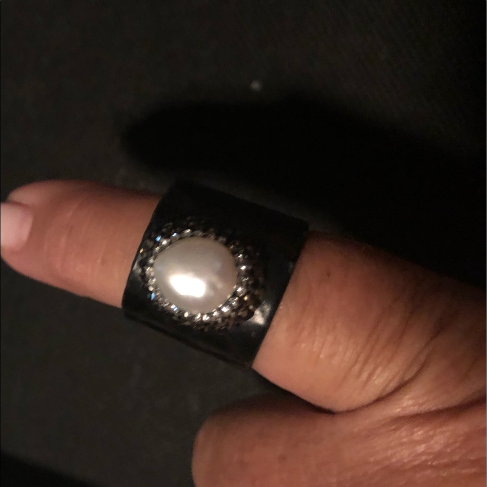 Black leather ring
